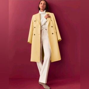 Ann Taylor Soft Yellow Double-Breasted Trench Coat